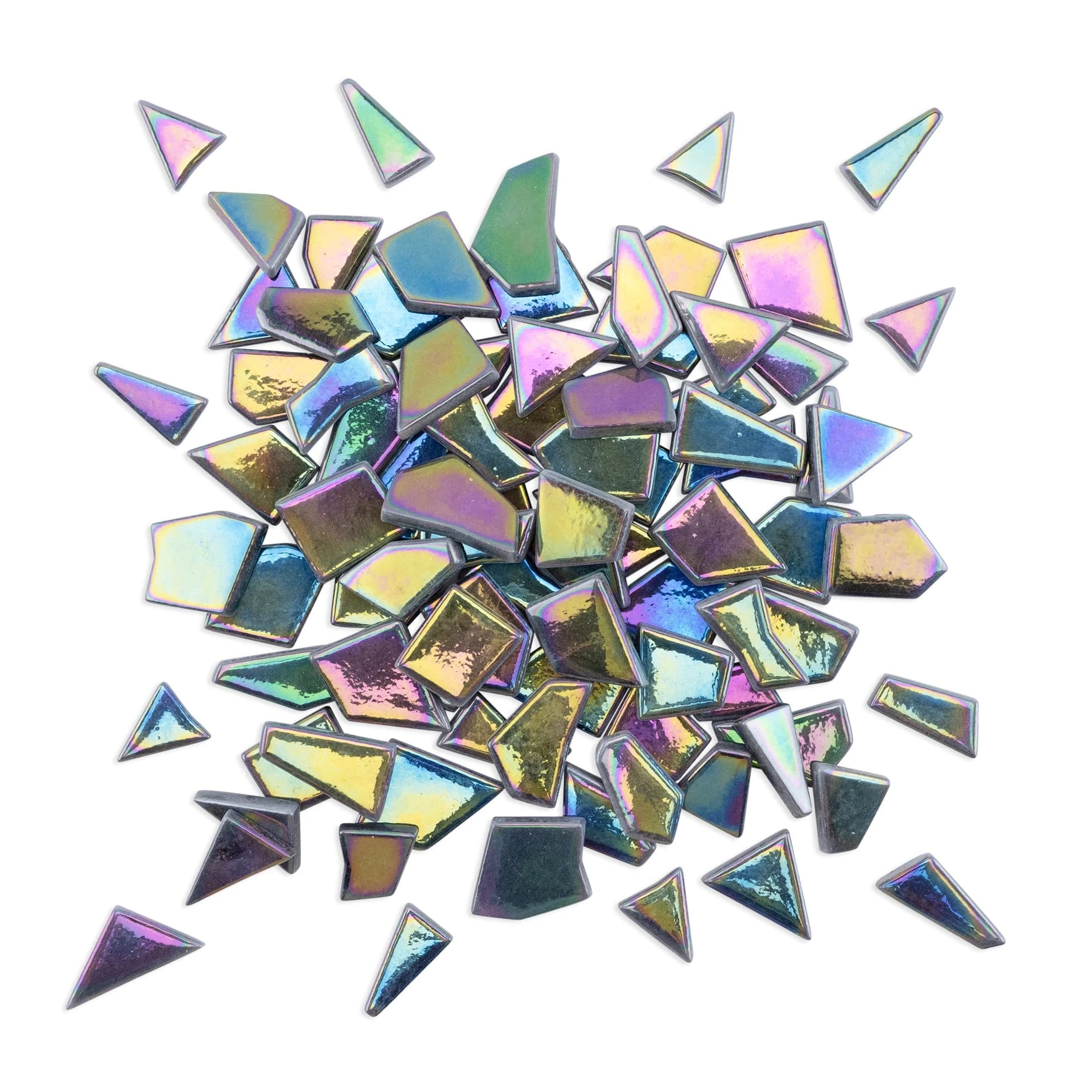 Black Irregular Shaped Iridised Glass Tiles 1Kg thumbnail 2