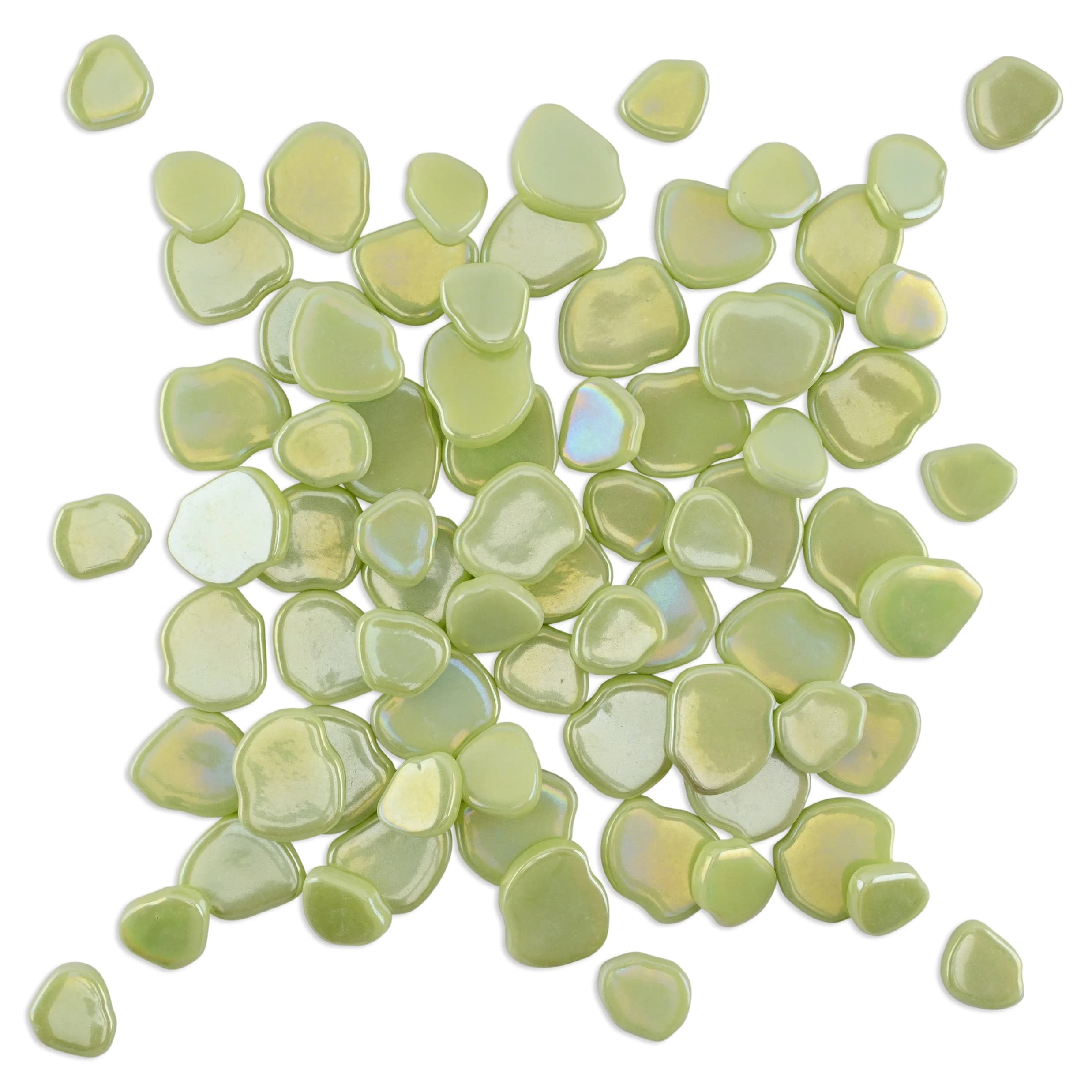 Lime Green Blossom Shaped Iridised Mixed Size Glass Pieces 1Kg thumbnail 2