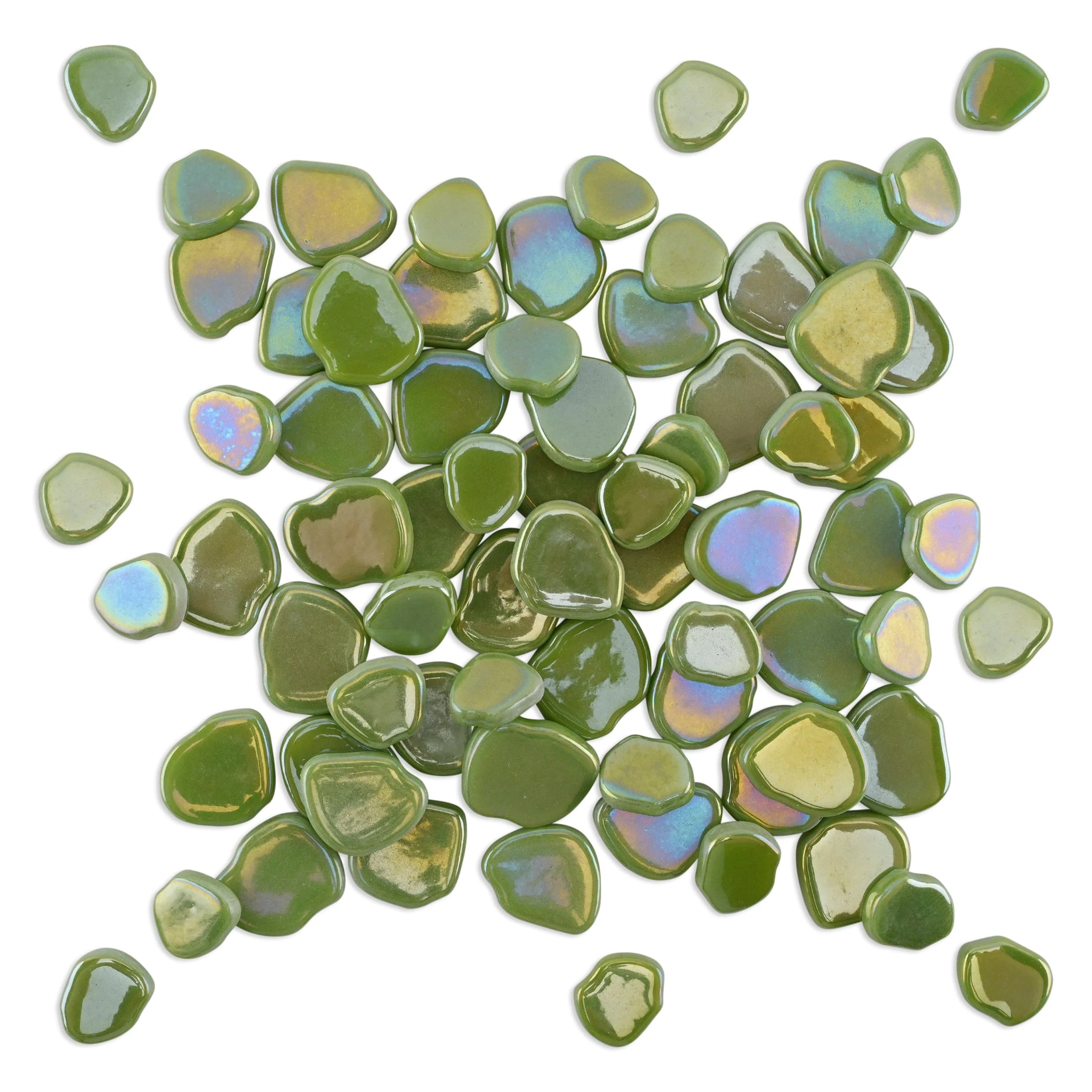 Green Blossom Shaped Iridised Mixed Size Glass Pieces 1Kg thumbnail 2