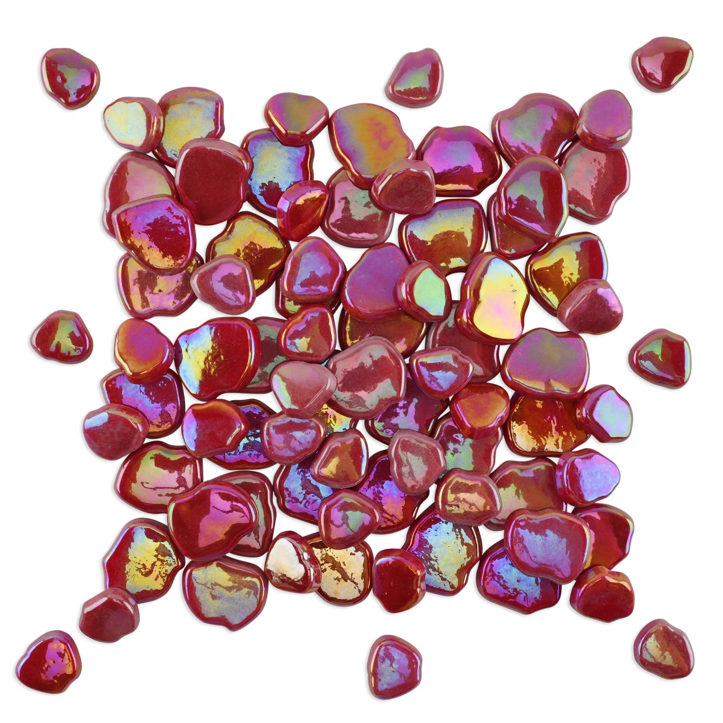 Red Blossom Shaped Iridised Mixed Size Glass Pieces 1Kg thumbnail 2