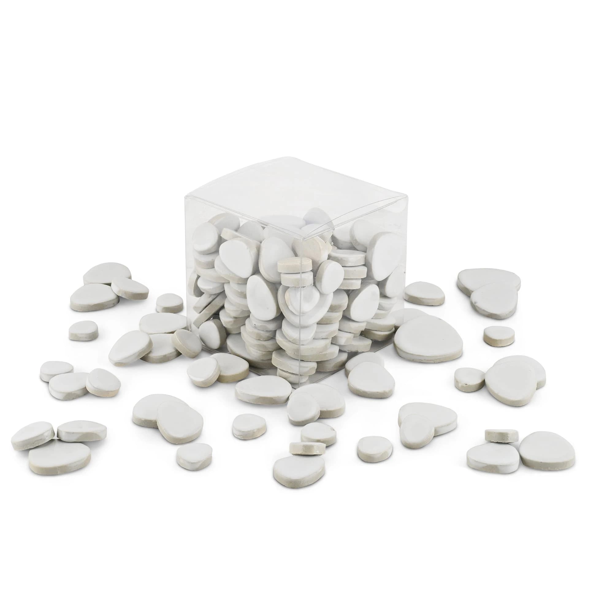 White Glazed Ceramic Pebble Tiles 800g