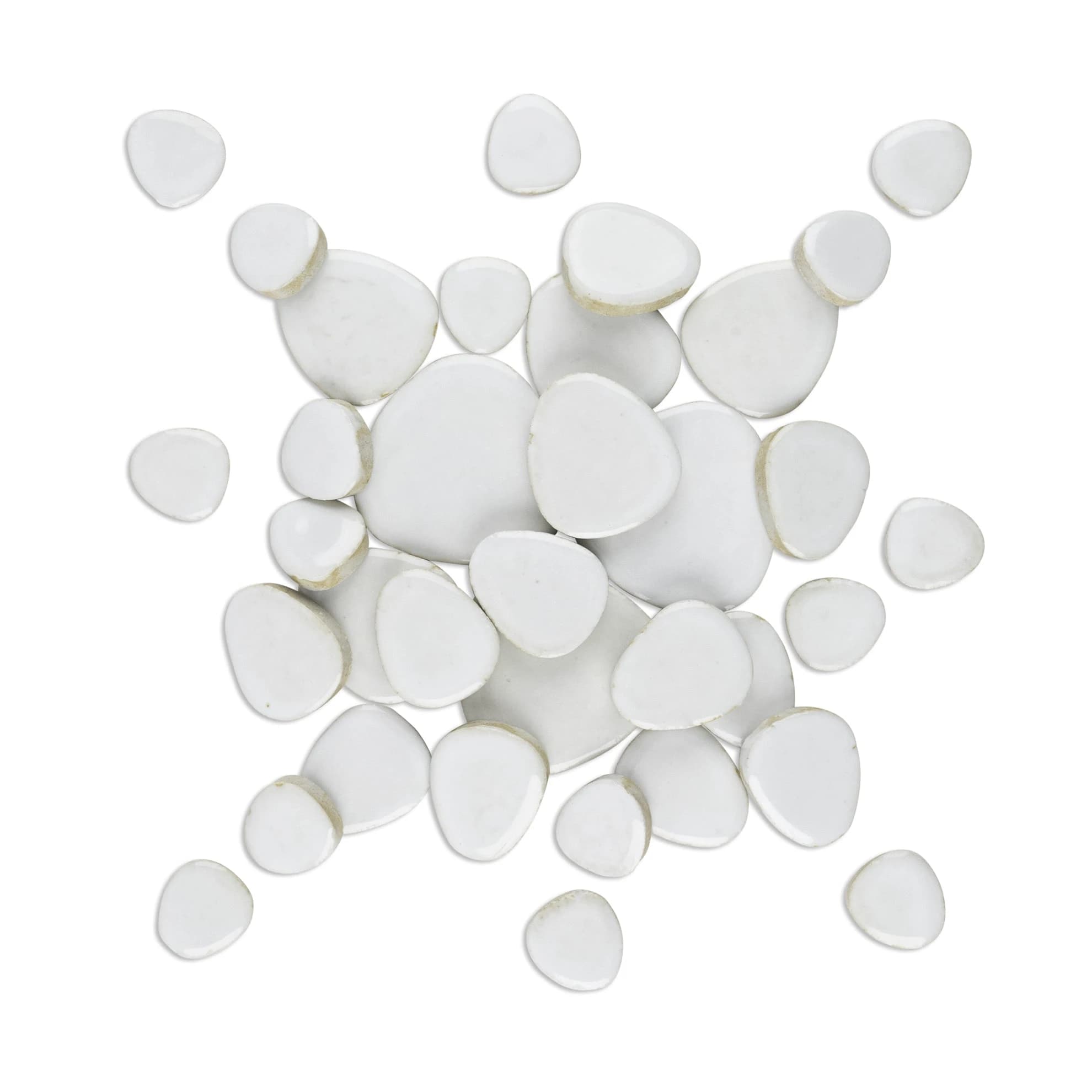White Glazed Ceramic Pebble Tiles 800g thumbnail 2