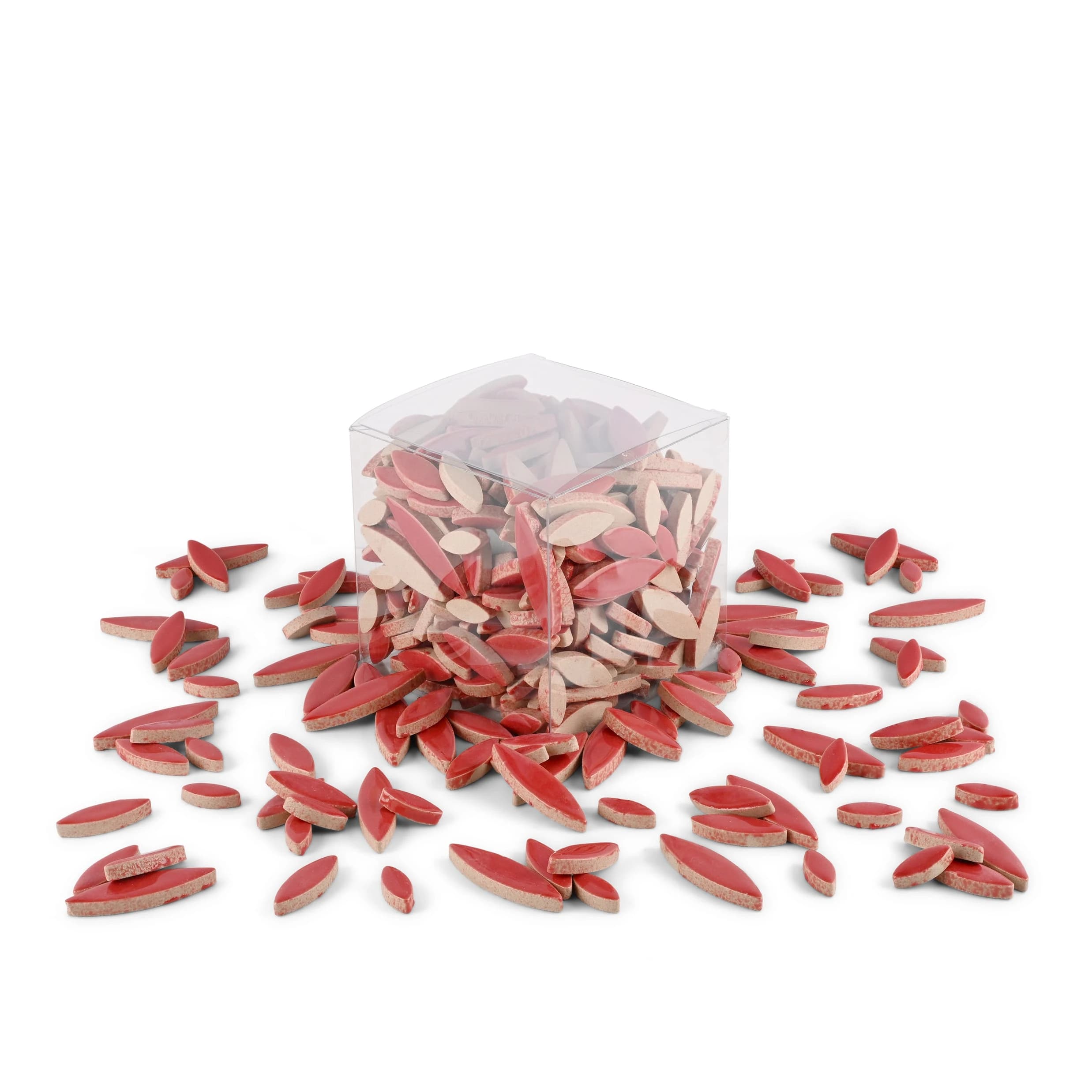 Red Ceramic Leaf Petal Shaped Tiles 800g