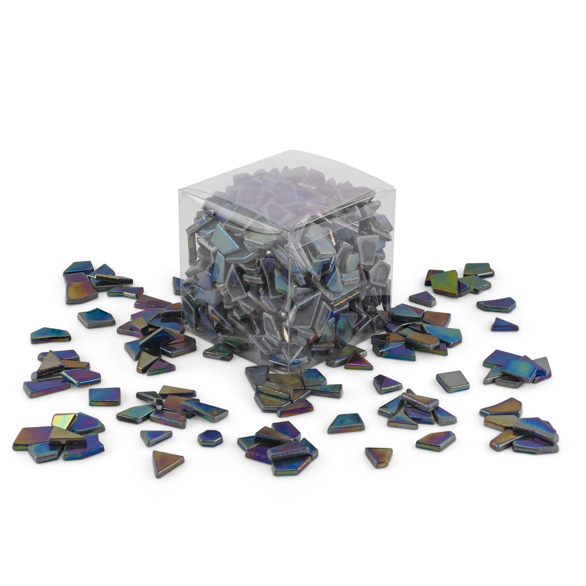 Black Irregular Shaped Iridised Glass Tiles 1Kg