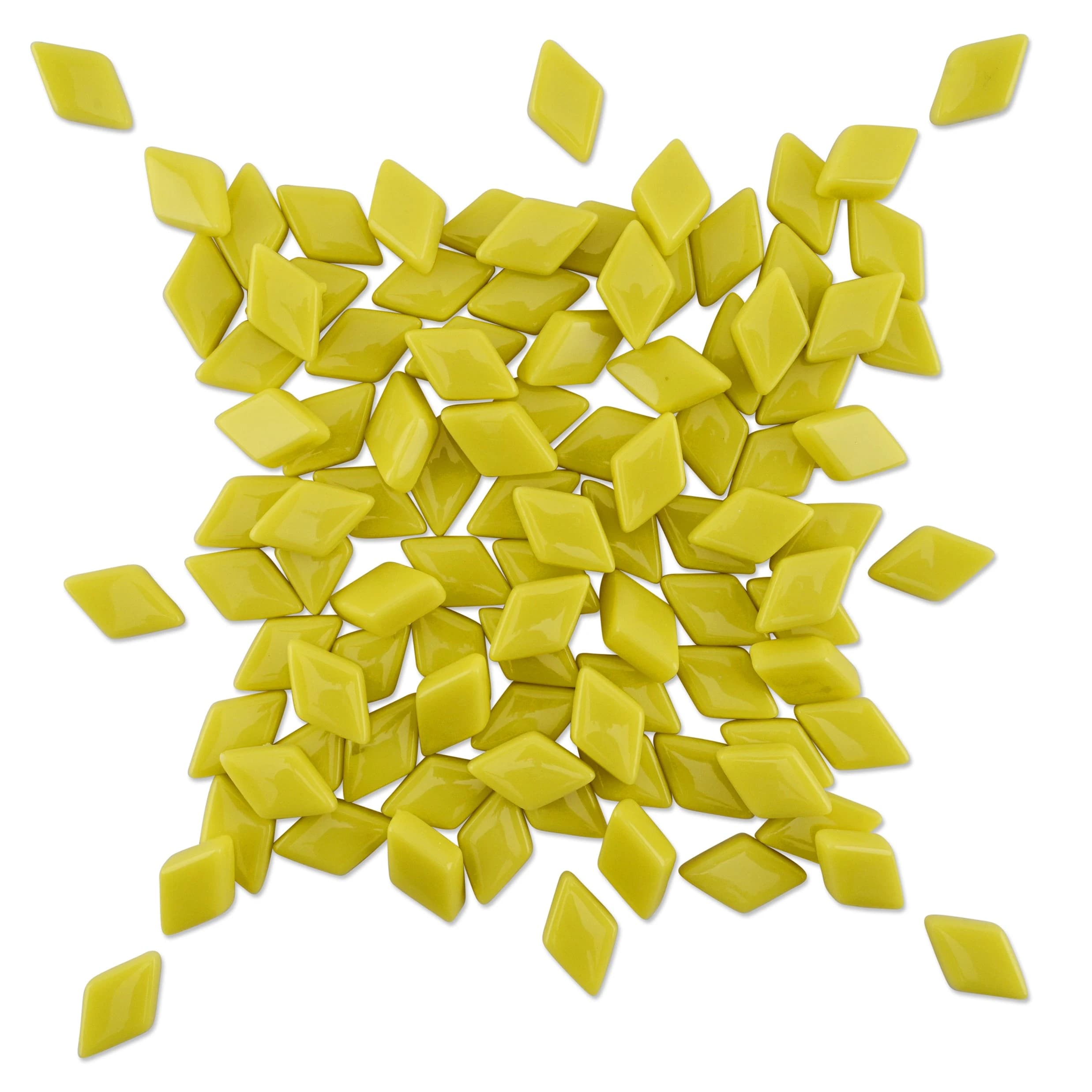 Yellow Diamond Shape Glass Glossy Finish Mosaic Tiles 250g